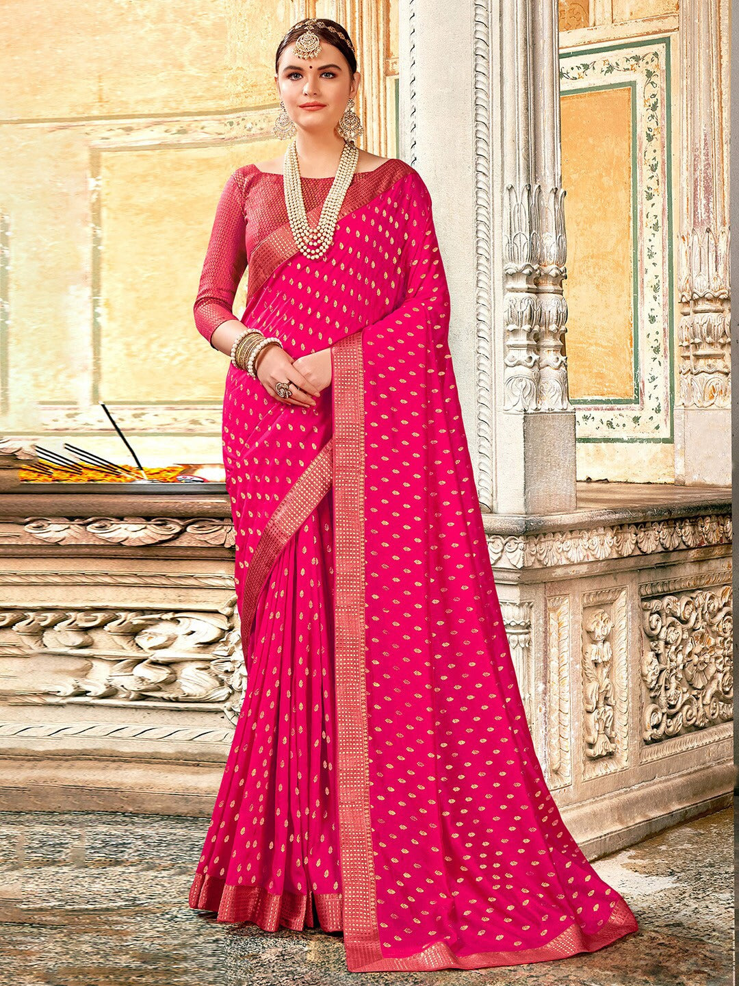 Saree Mall Ethnic Motifs Woven Design Zari Sarees