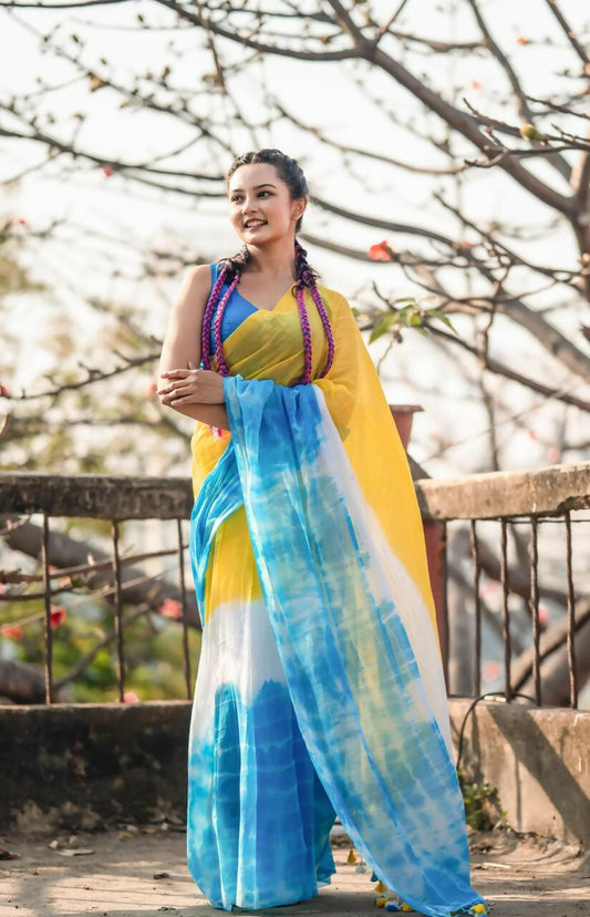 Exclusive Collection Yellow Blue Beautiful Super Soft Most Comfortable Pure Mul Cotton Grab2Buy 