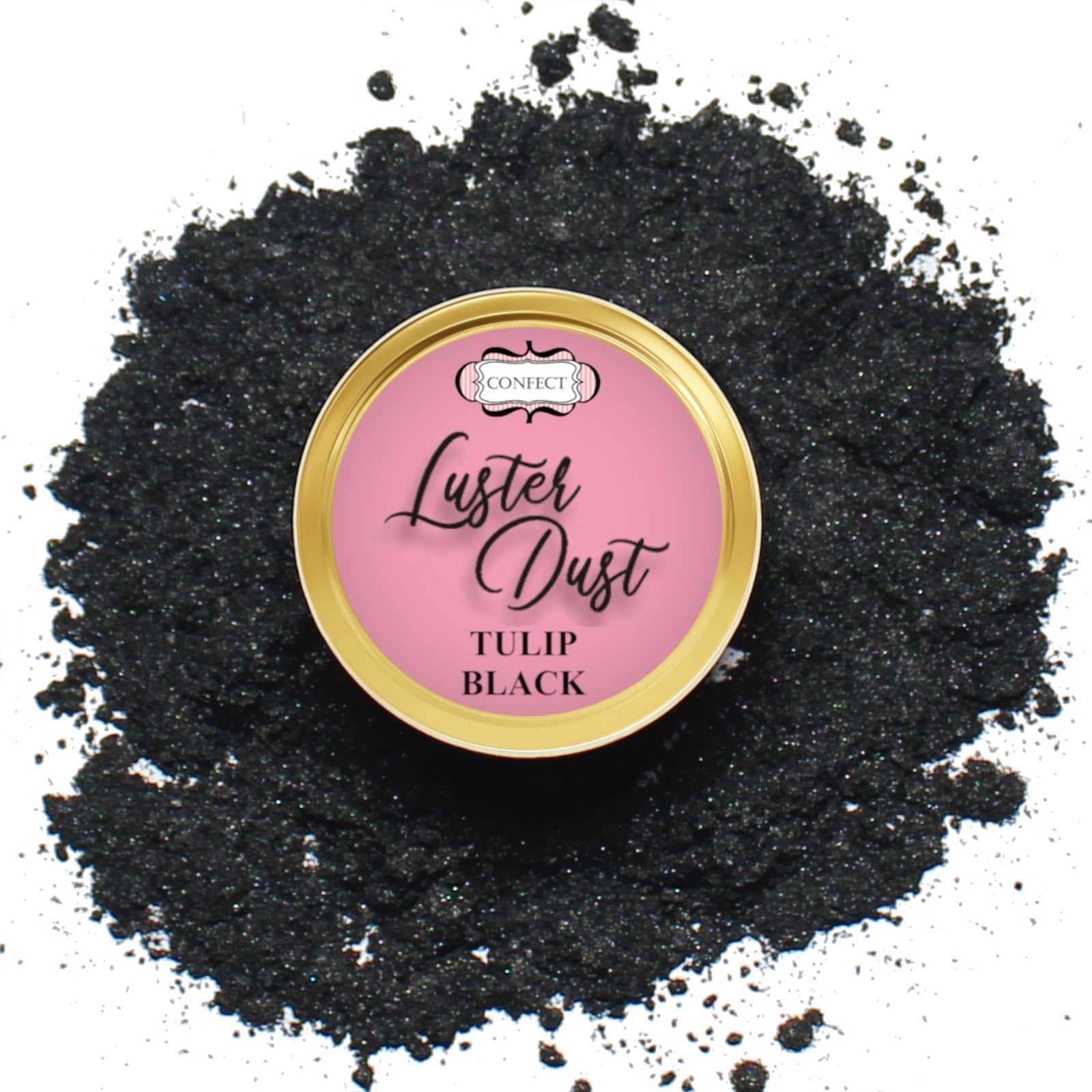 Confect Edible Luster Dust – Pack of 5 | Black, White, Silver, Pink, Gold |