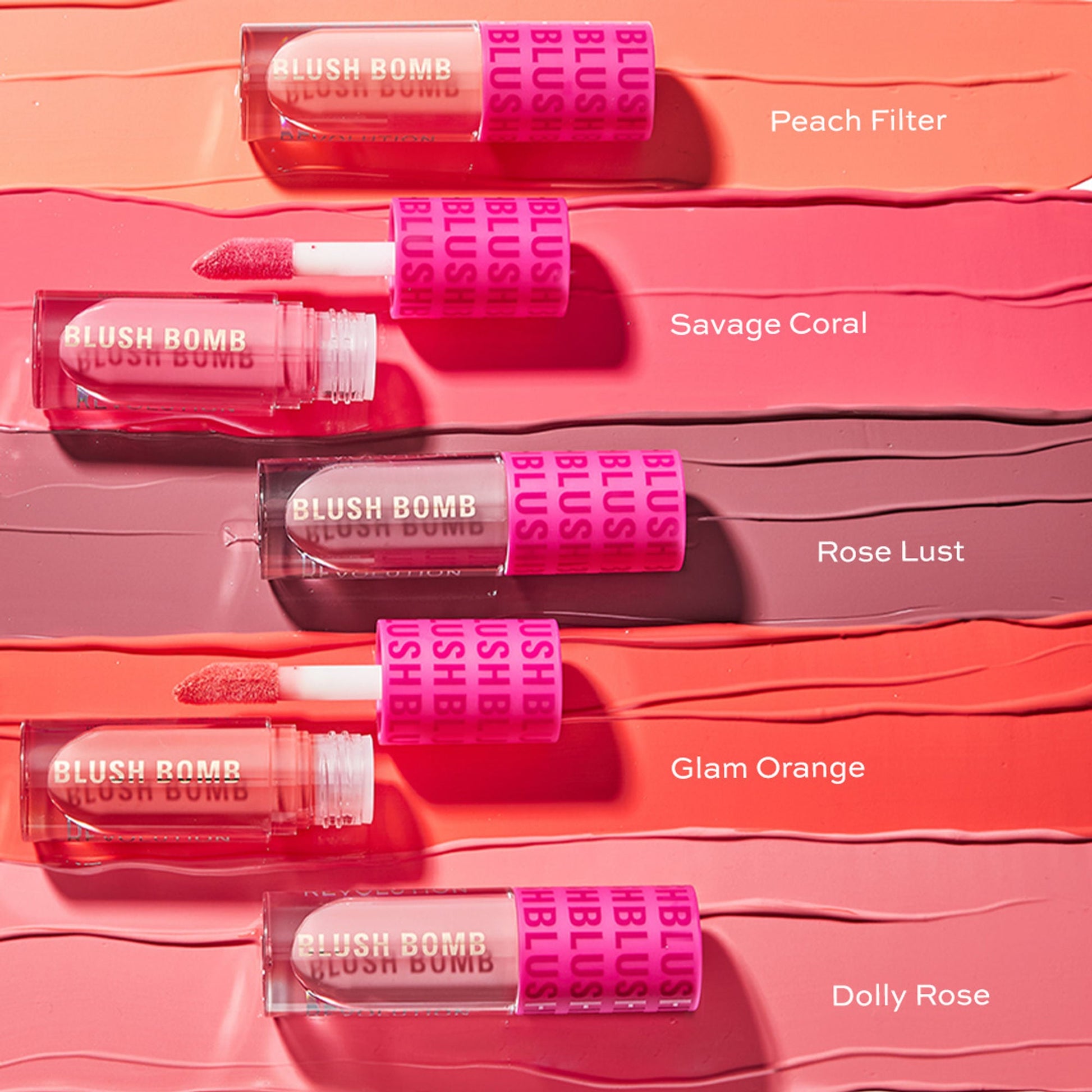 Makeup Revolution Bomb Cream Blusher-Lightweight Creamy Formula-Enriched With Vitamin E - Glam Orange