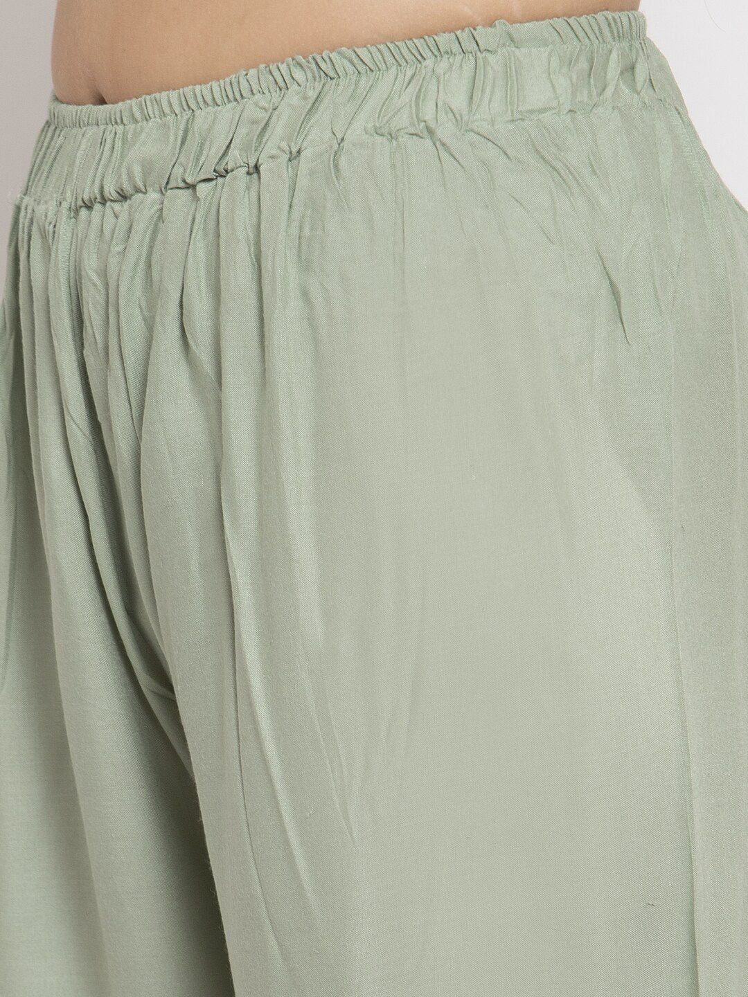 TAG 7 Women Sage Green & Steel Grey Pack of 2 Solid Flared Palazzos