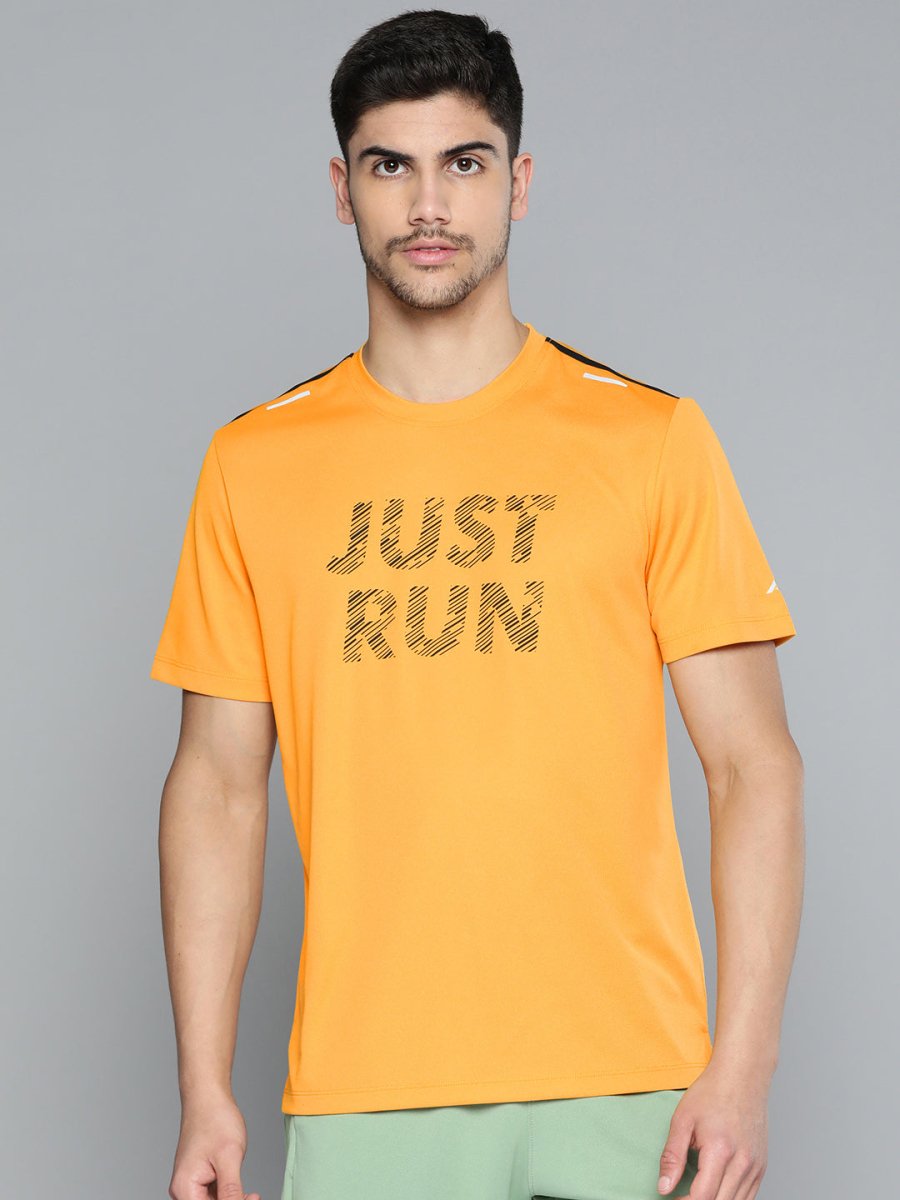 Alcis Men Typography Printed Anti Static Slim Fit Sports T-shirt 