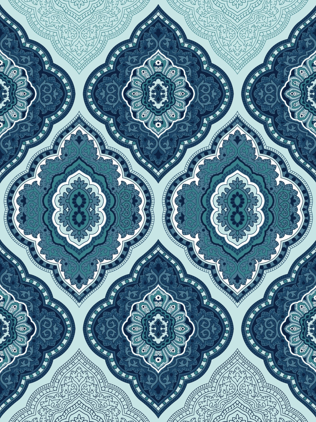 Dreamscape Blue & Turquoise Blue 140 TC Pure Cotton Bedsheet with Pillow Covers 