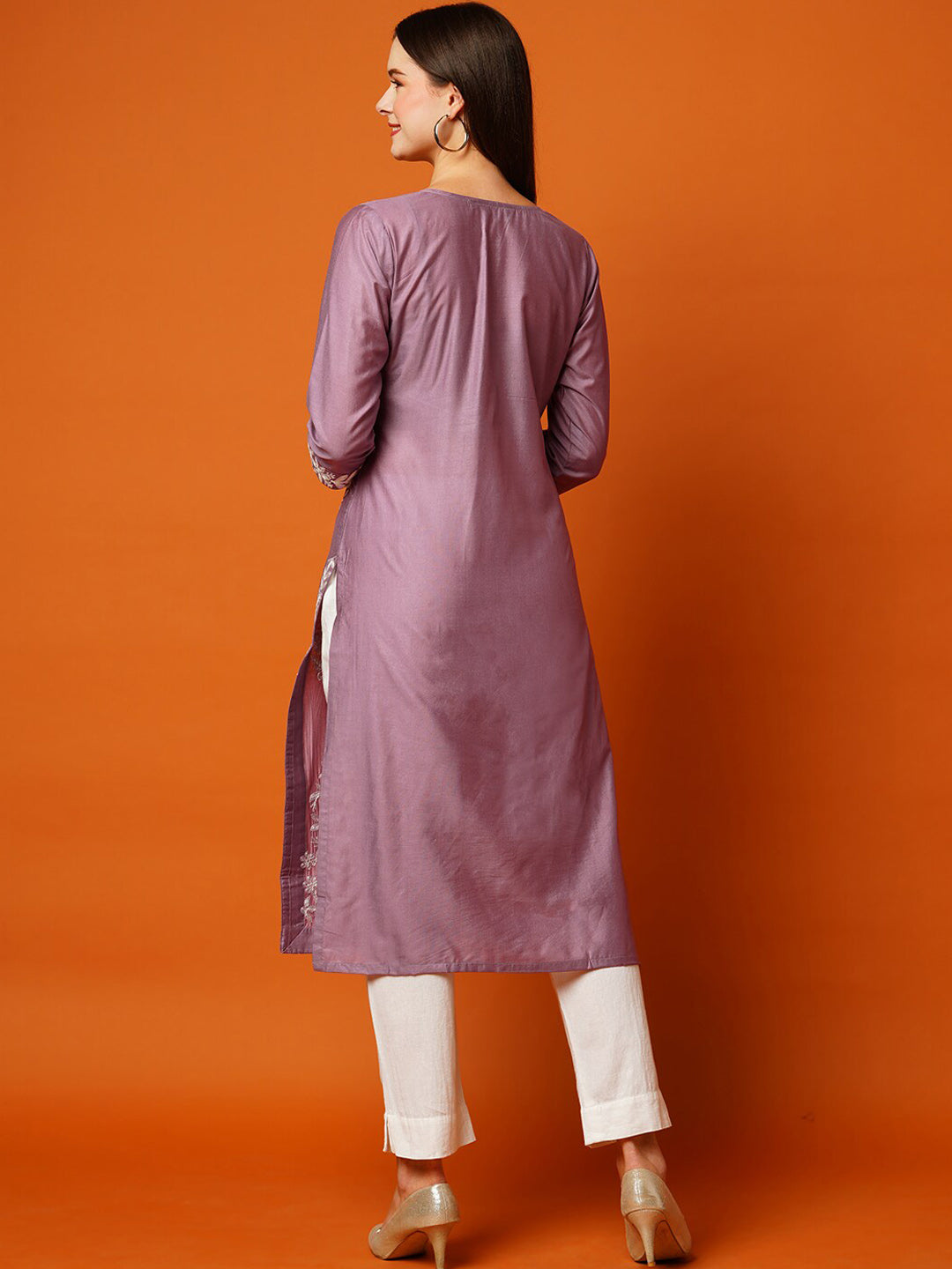 Kalini Floral Embroidered Cotton Straight Kurta 