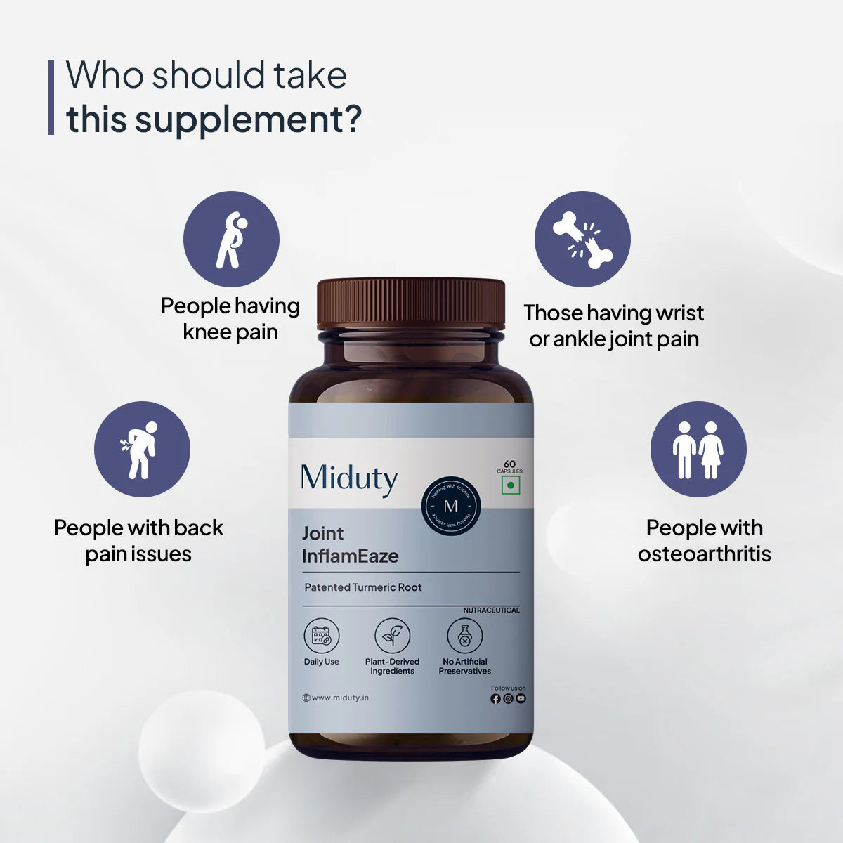 Miduty by Palak Notes Joint InflamEaze Capsules (Formerly Joint Pain Relief) 