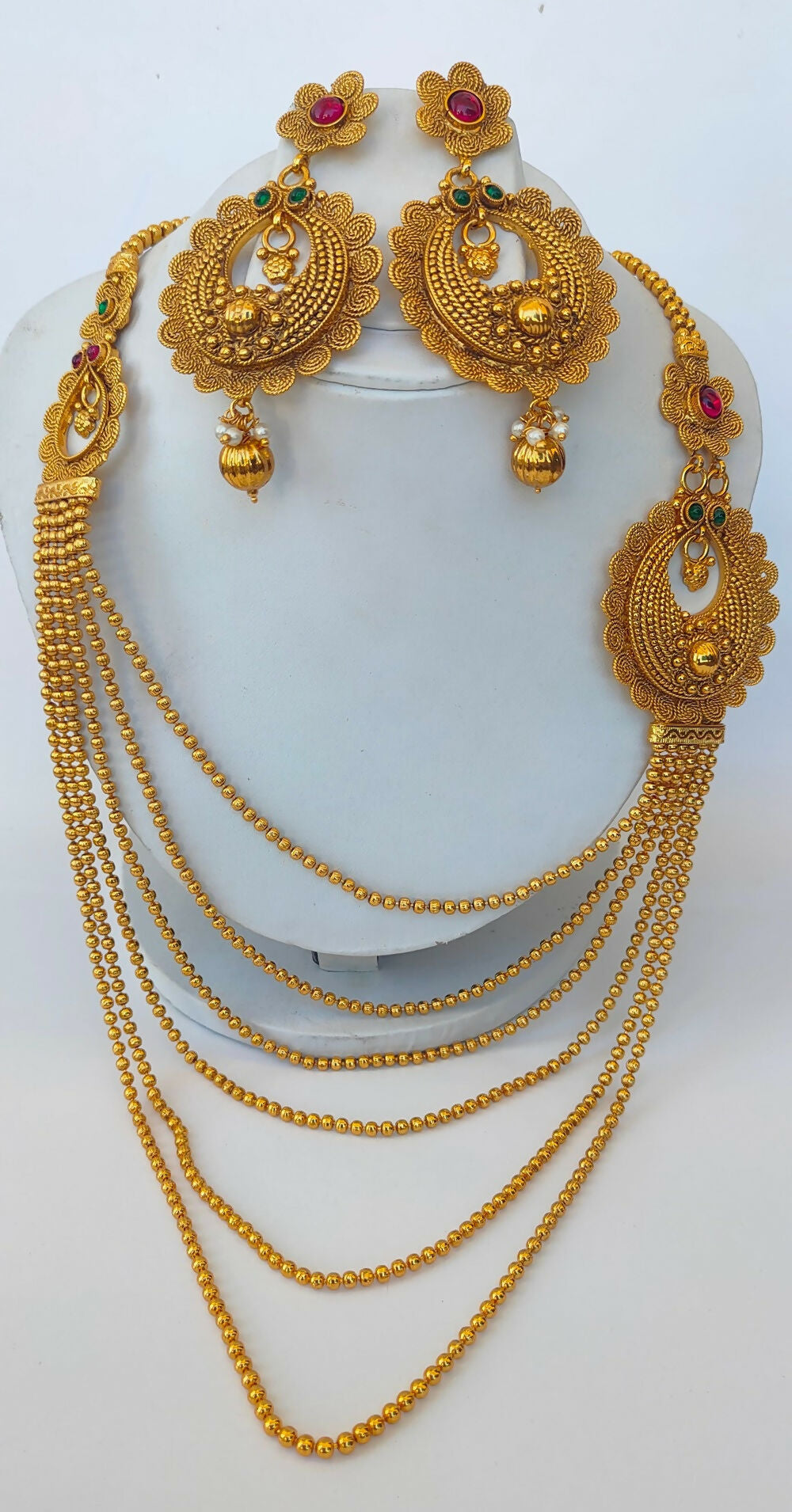 Multicolor Kemp layer mugappu Necklace Set - Grab2buy