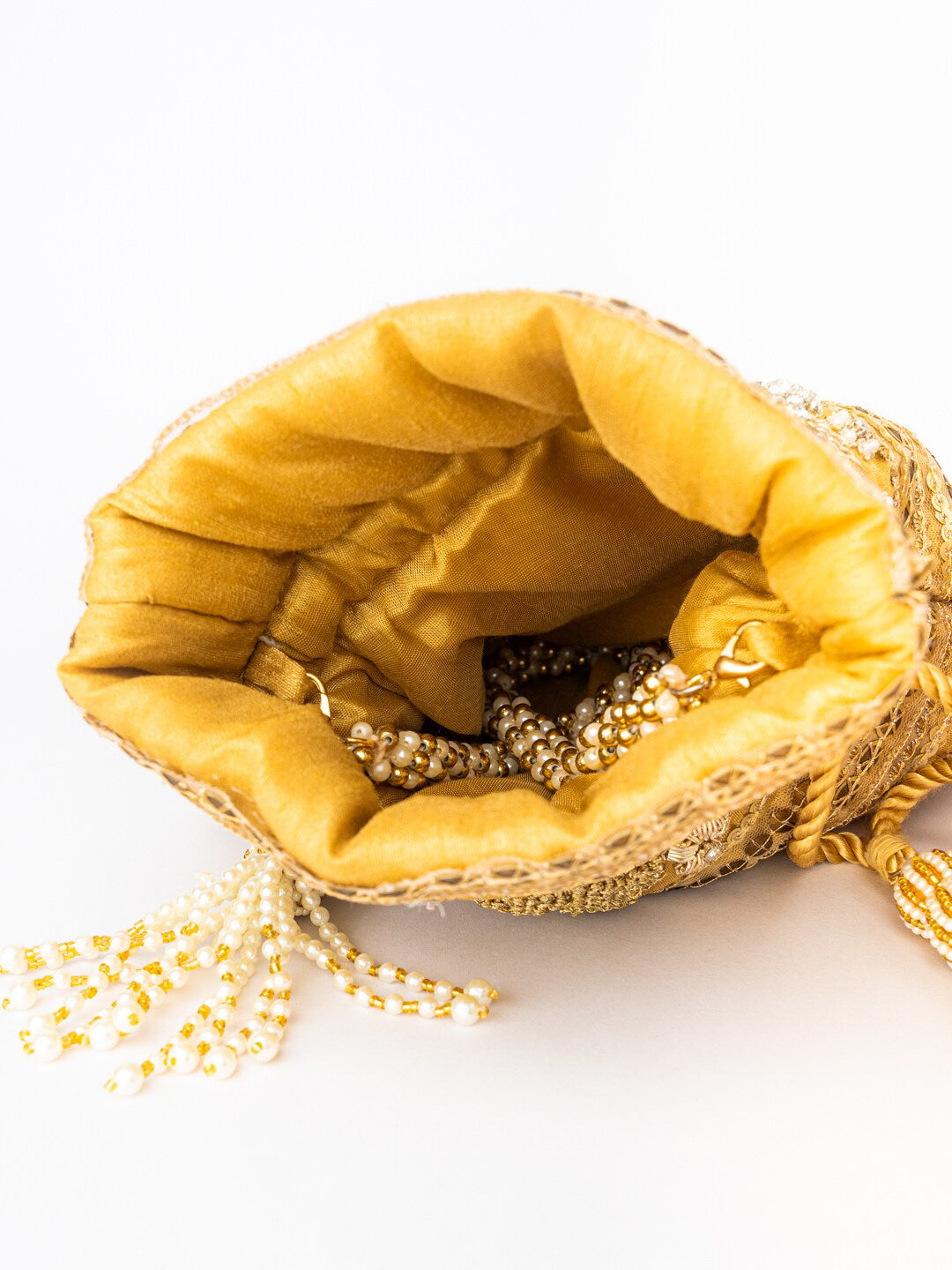 NR By Nidhi Rathi Women Gold Embroidered Potli Bag - Grab2buy