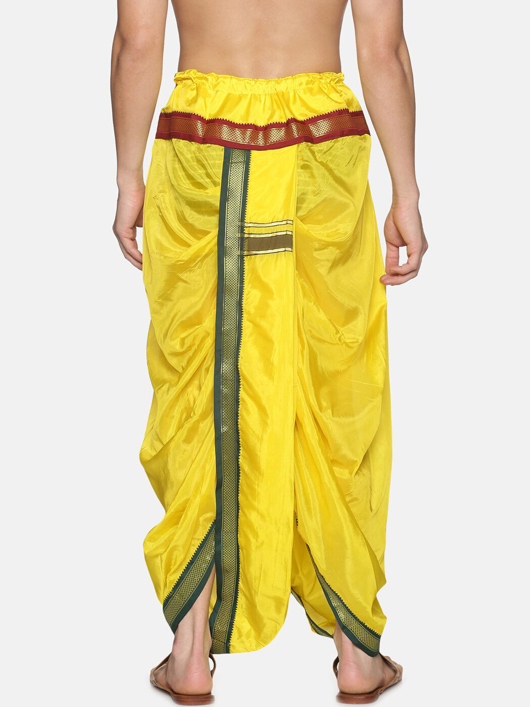 Sethukrishna Men Yellow & Green Solid Readymade Dhoti Pant 