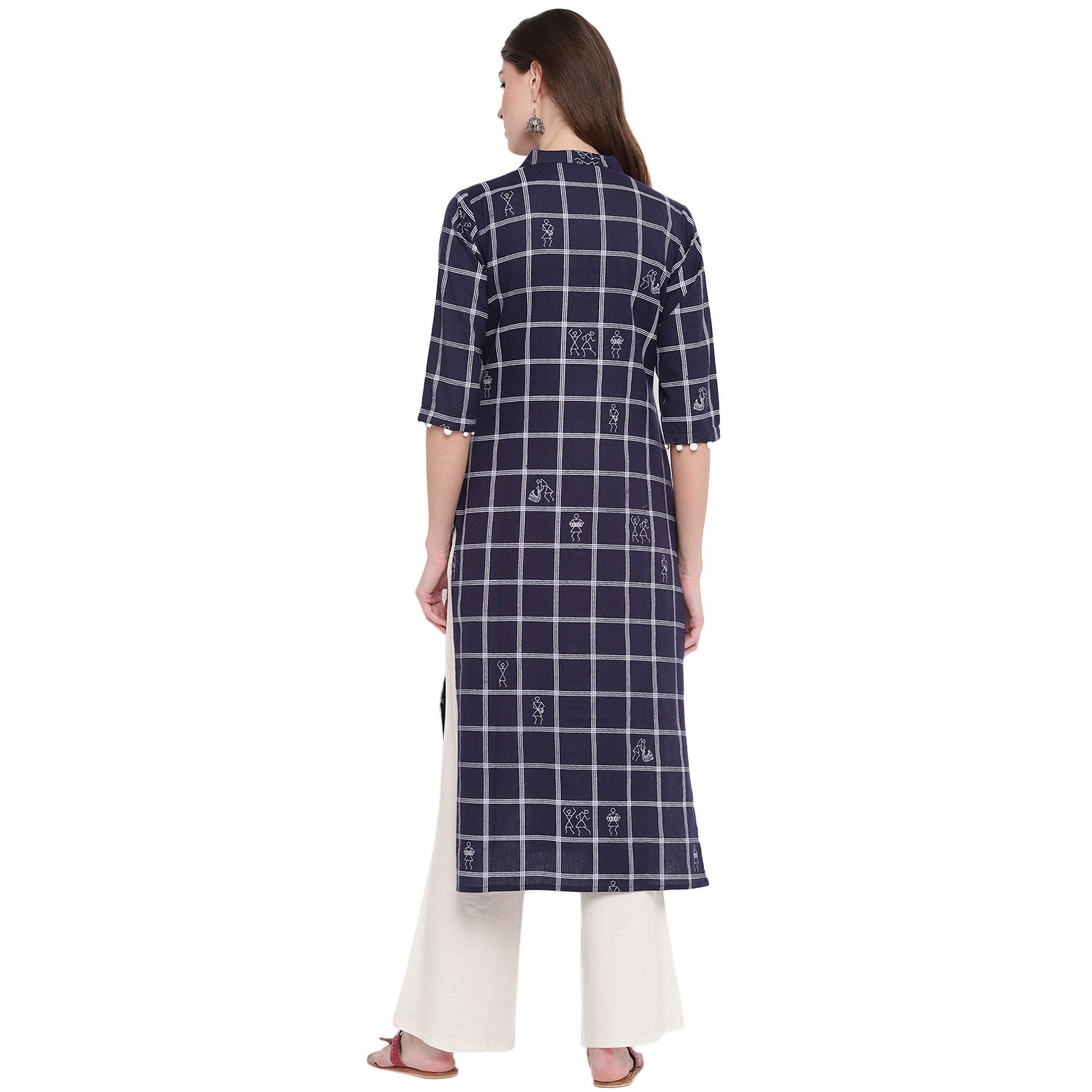 NOZ2TOZ Women's Navy Blue Printed Kurti- (1pc set) 