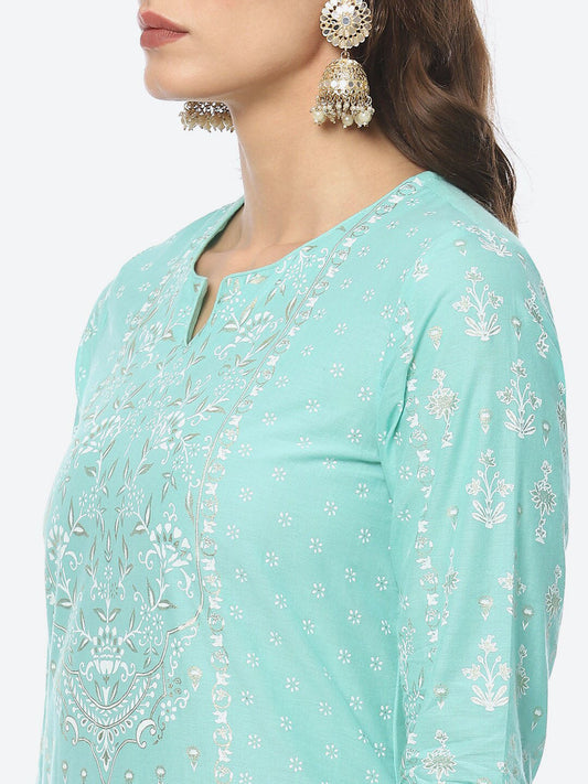 Biba Women Floral Printed Kurta with Trousers & Dupatta - Grab2buy