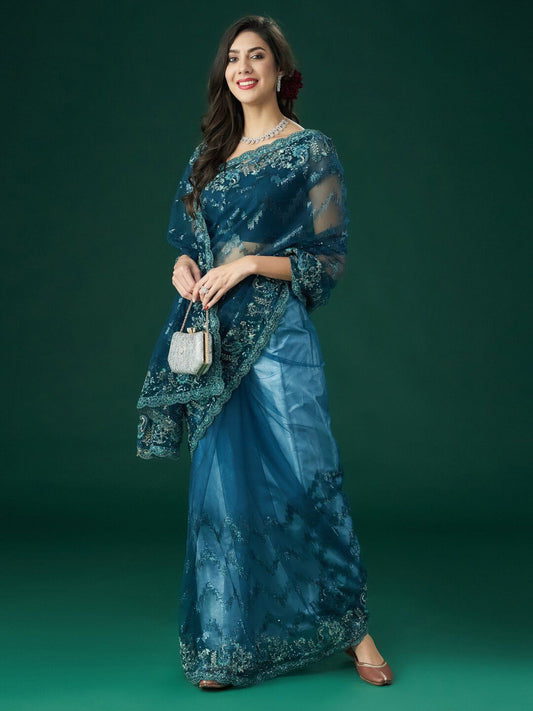 kasee Embellished Zari Sequinned Saree