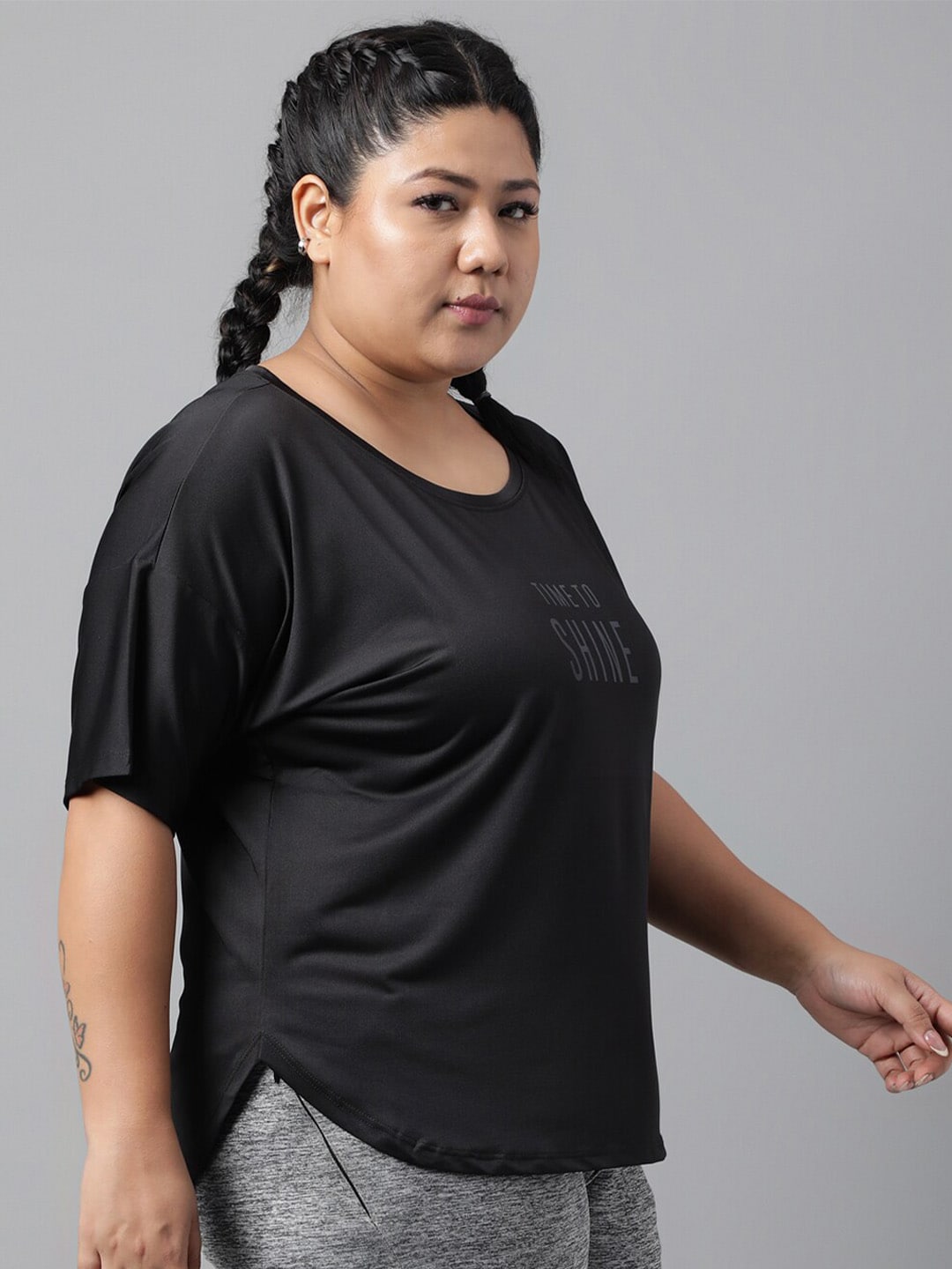 MKH Plus Size Typography Printed Dri-FIT Sports T-Shirt 
