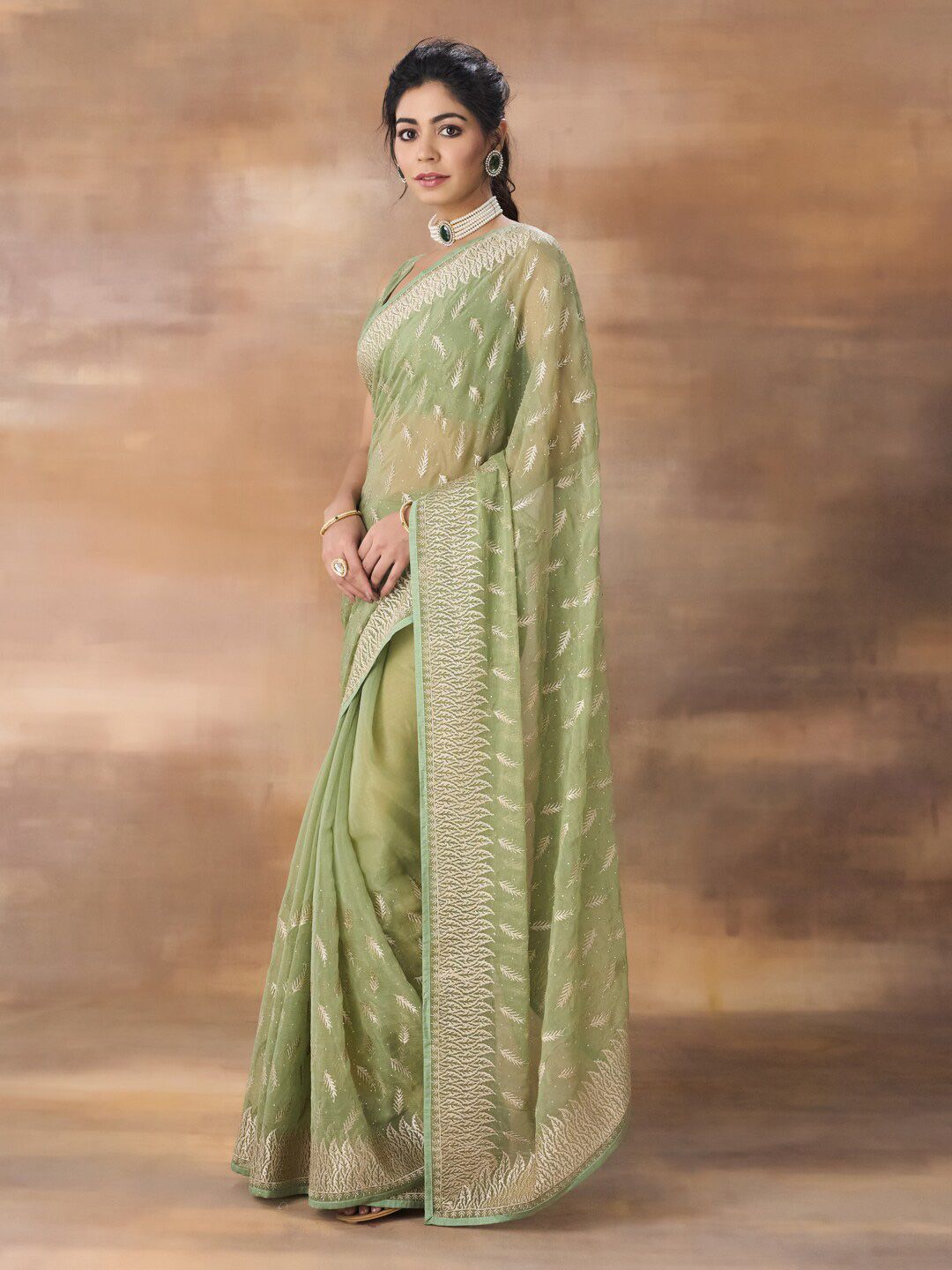 kasee Floral Embroidered Art Silk Saree