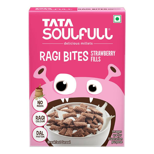 Tata Soulfull Ragi Bites Strawberry Fills Breakfast Cereal - Grab2buy