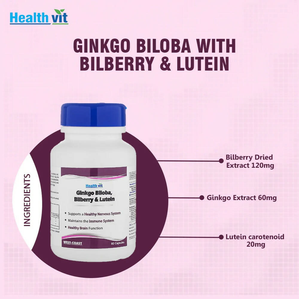 Healthvit Ginkgo Biloba Billberry And Lutein Capsules - Grab2buy
