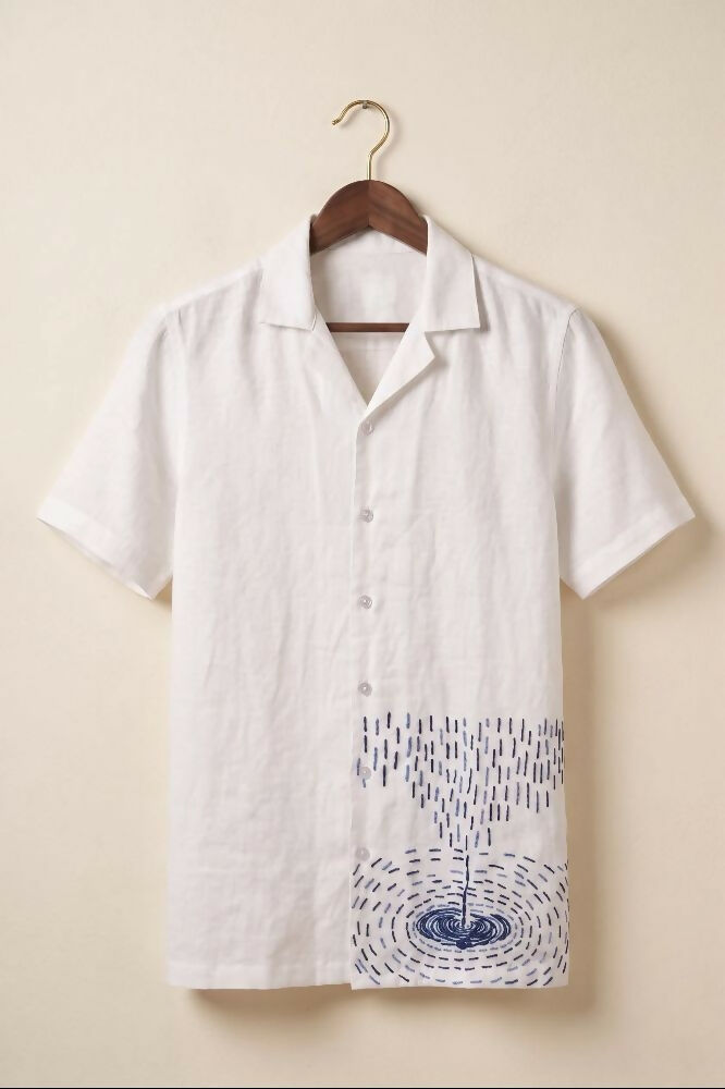 Nivra — White Embroidered Linen Shirt by Hilo Design
