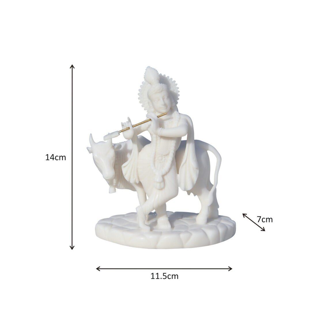 Handicrafts Paradise Carved In Resin Krishna with Cow - Grab2buy