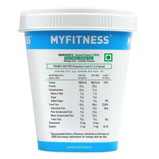 Myfitness All Natural Unsweetened Peanut Butter Crunchy - Grab2buy