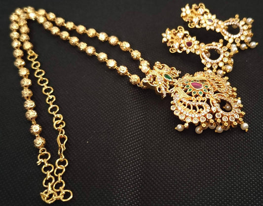 Multicolor Peacock Pendant Necklace Set - Grab2buy