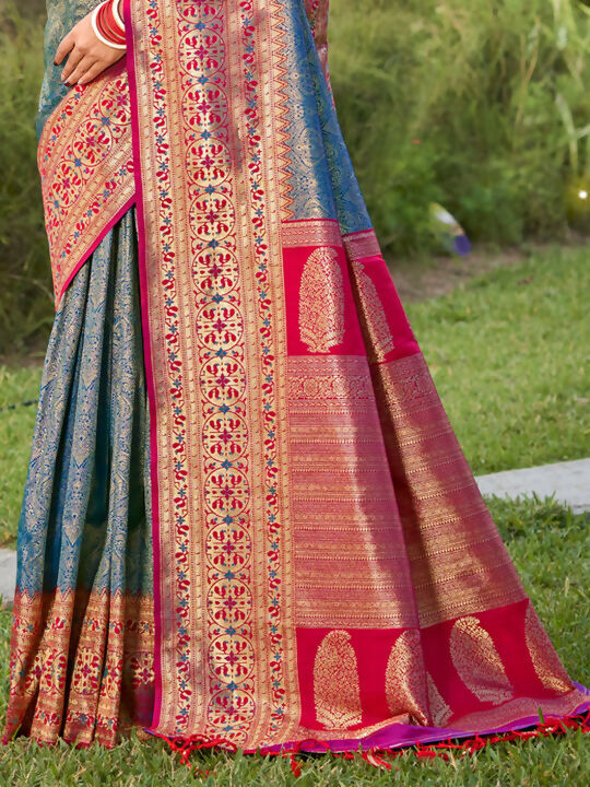 Shree Shyam Fashion Blue Banarasi Silk Saree