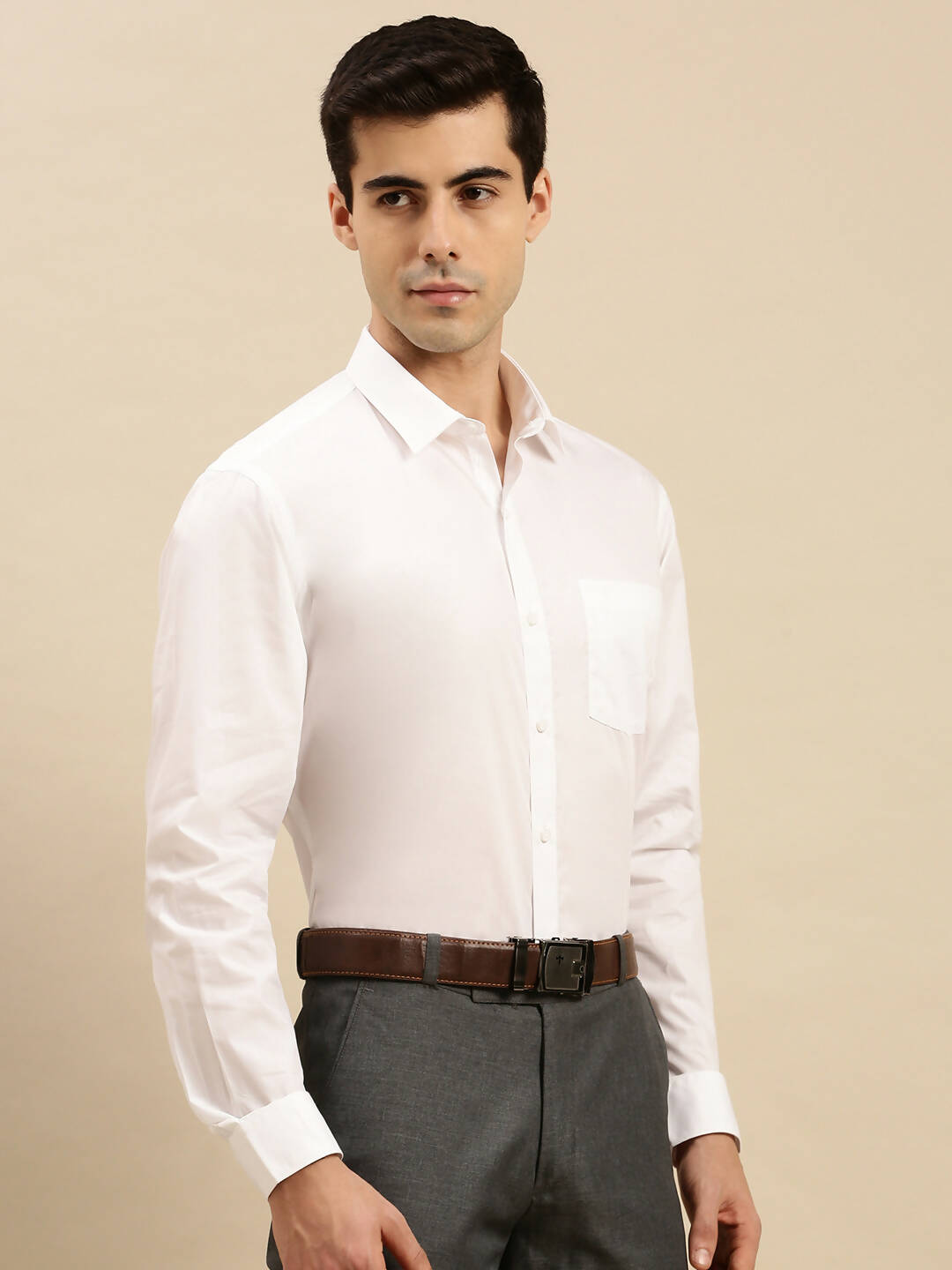 Ramraj Cotton Mens Full Sleeve White Shirt Plus Size - Cool Cotton 