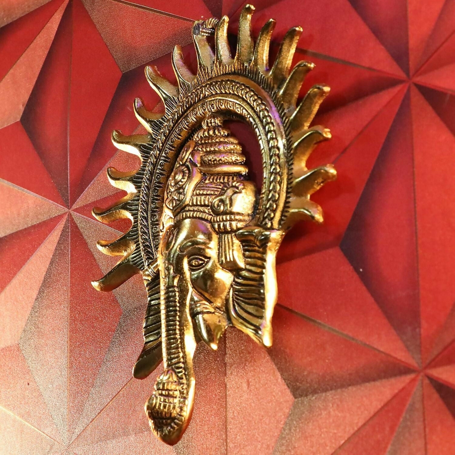 KridayKraft Metal Ganesha ji Statue, Ganpati Wall Hanging Sculpture Lord Ganesh Idol - Grab2buy