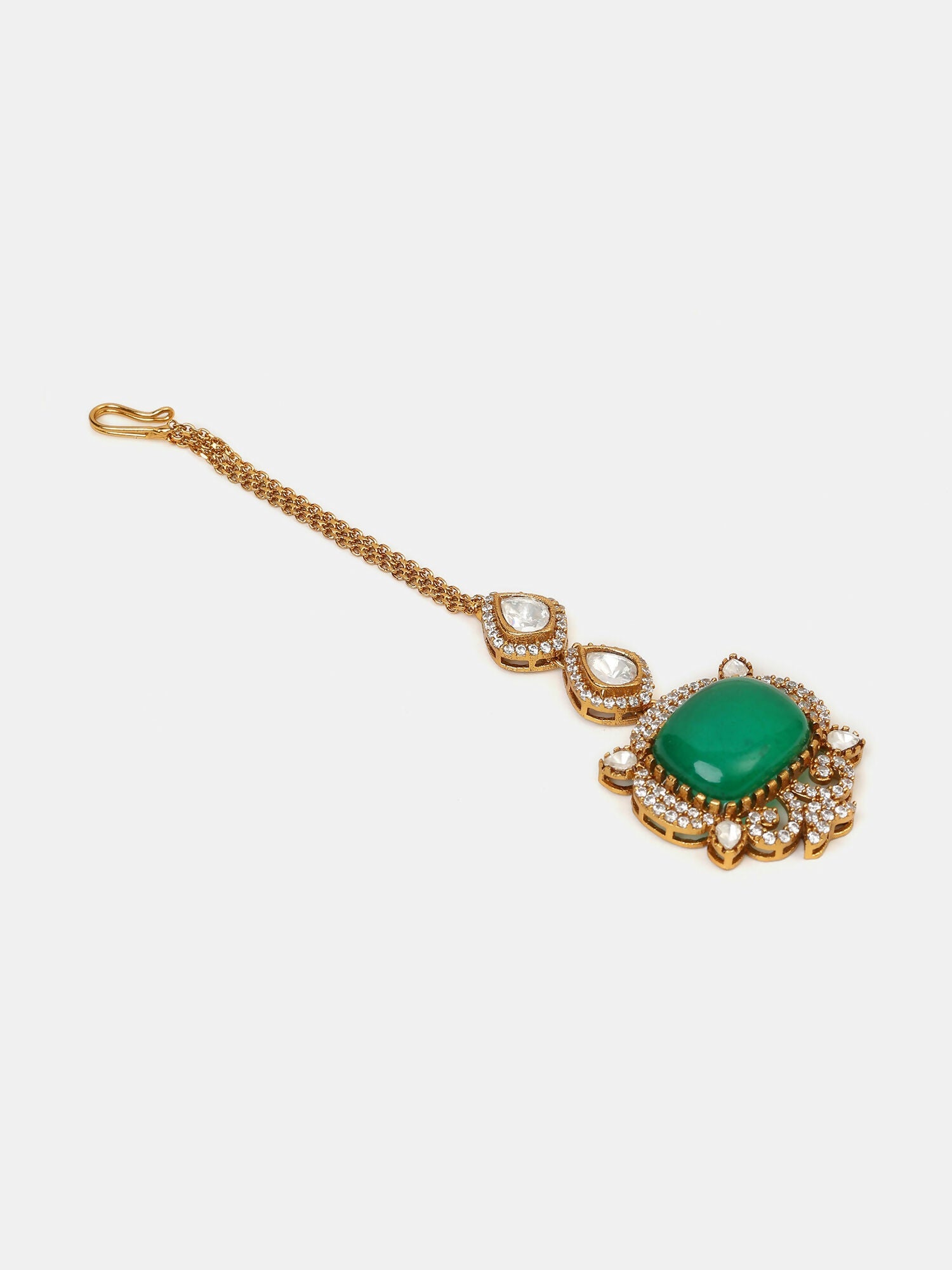 Ruby Raang Green Kundan Tikka