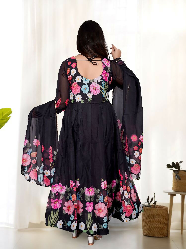 Joban Fashion Black Kurta Set Organza Sequin Embroidery Work 