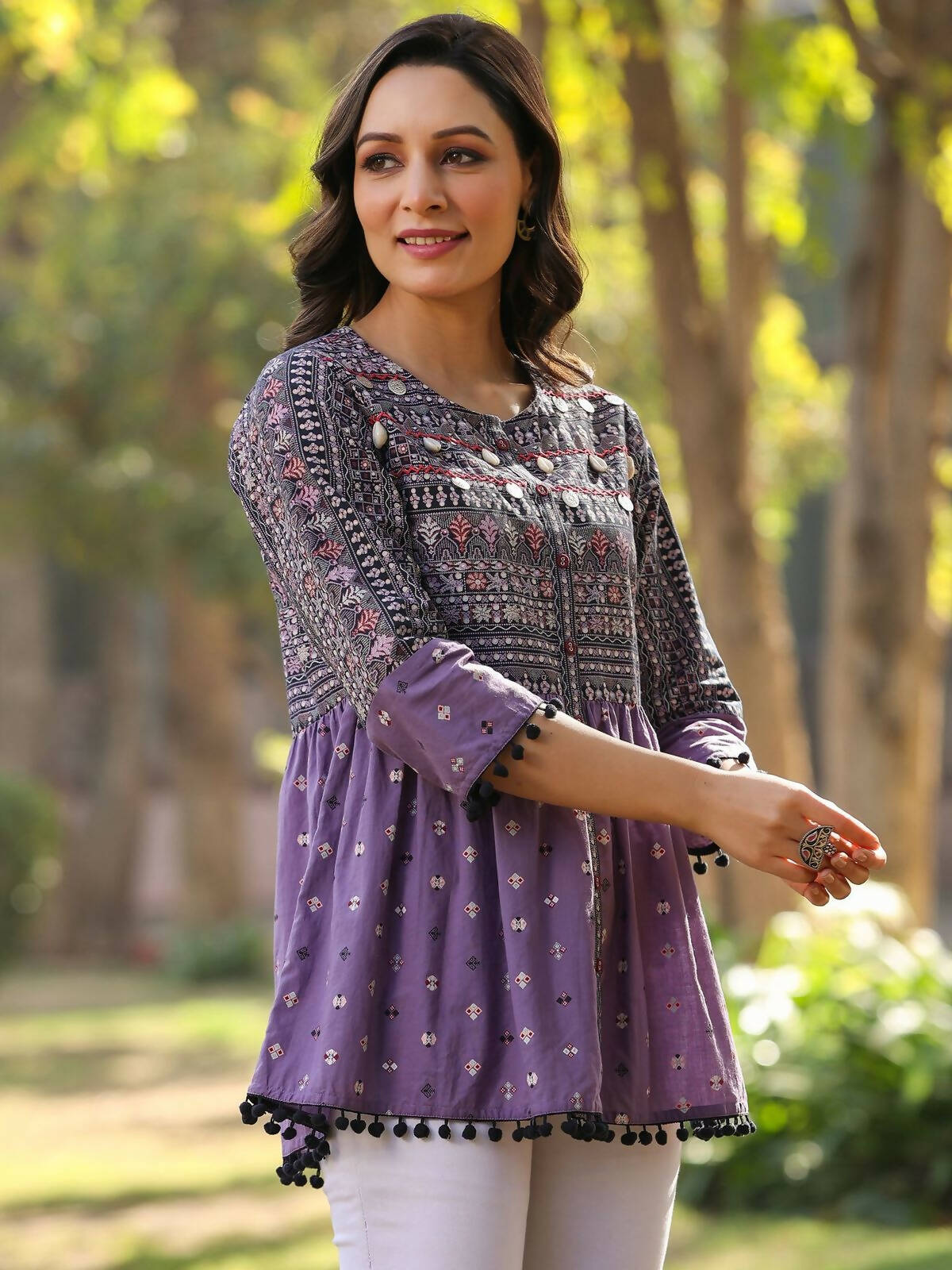 Juniper Women's Lavender Printed Flared Tunic