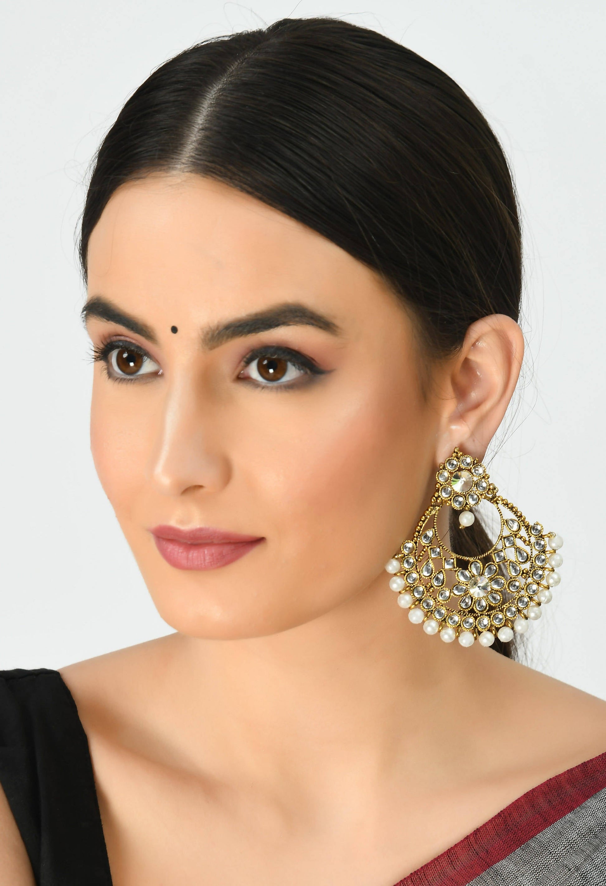 Mominos Fashion Johar Kamal Beautiful Golden And White Beaded Earrings - Grab2buy