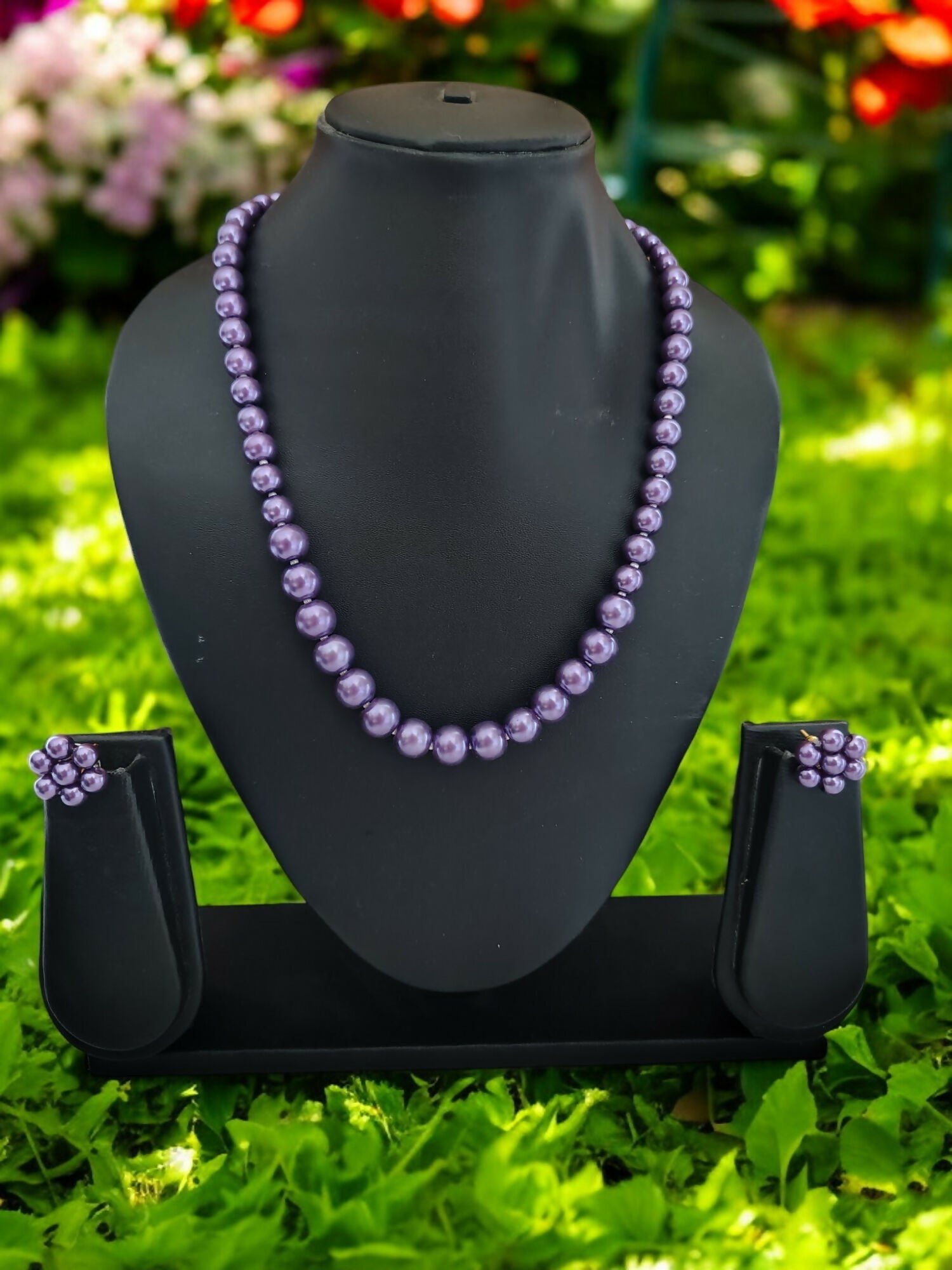 Inhanns Everyday Workwear Pearl Set (Double Layered Pearls) - Purpal