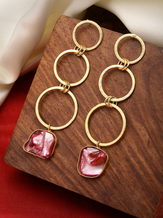 NVR Women's Gold-Plated Mother of Pearl Handcrafted Drop Earrings - Grab2buy