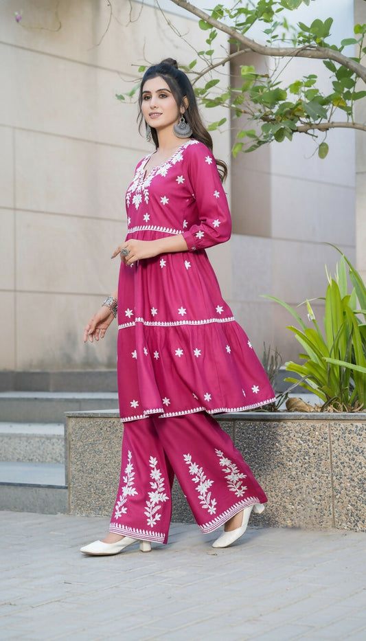 BulBul Dhawani Rayon Wine Co-Ord Set 