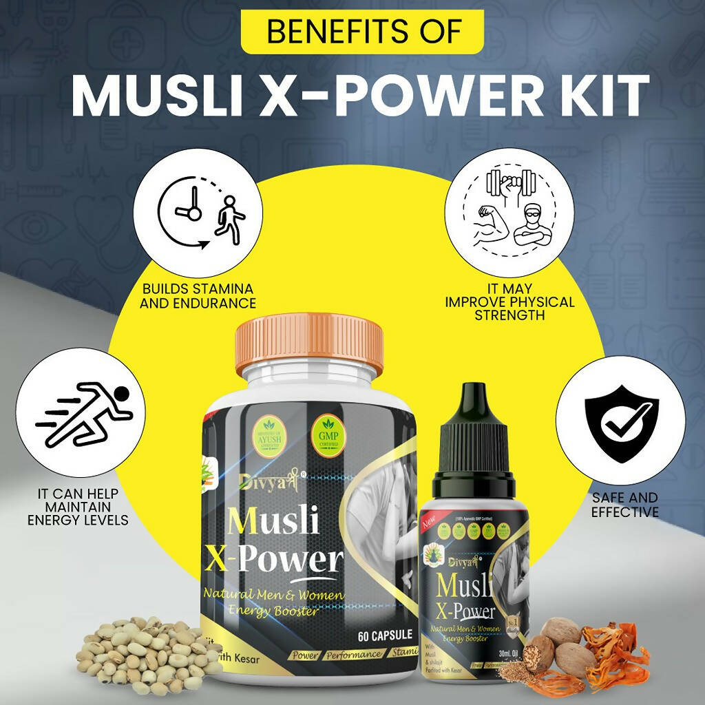 Divya Shree Musli X-Powder Capsule & Musli X-Power Oil Combo 