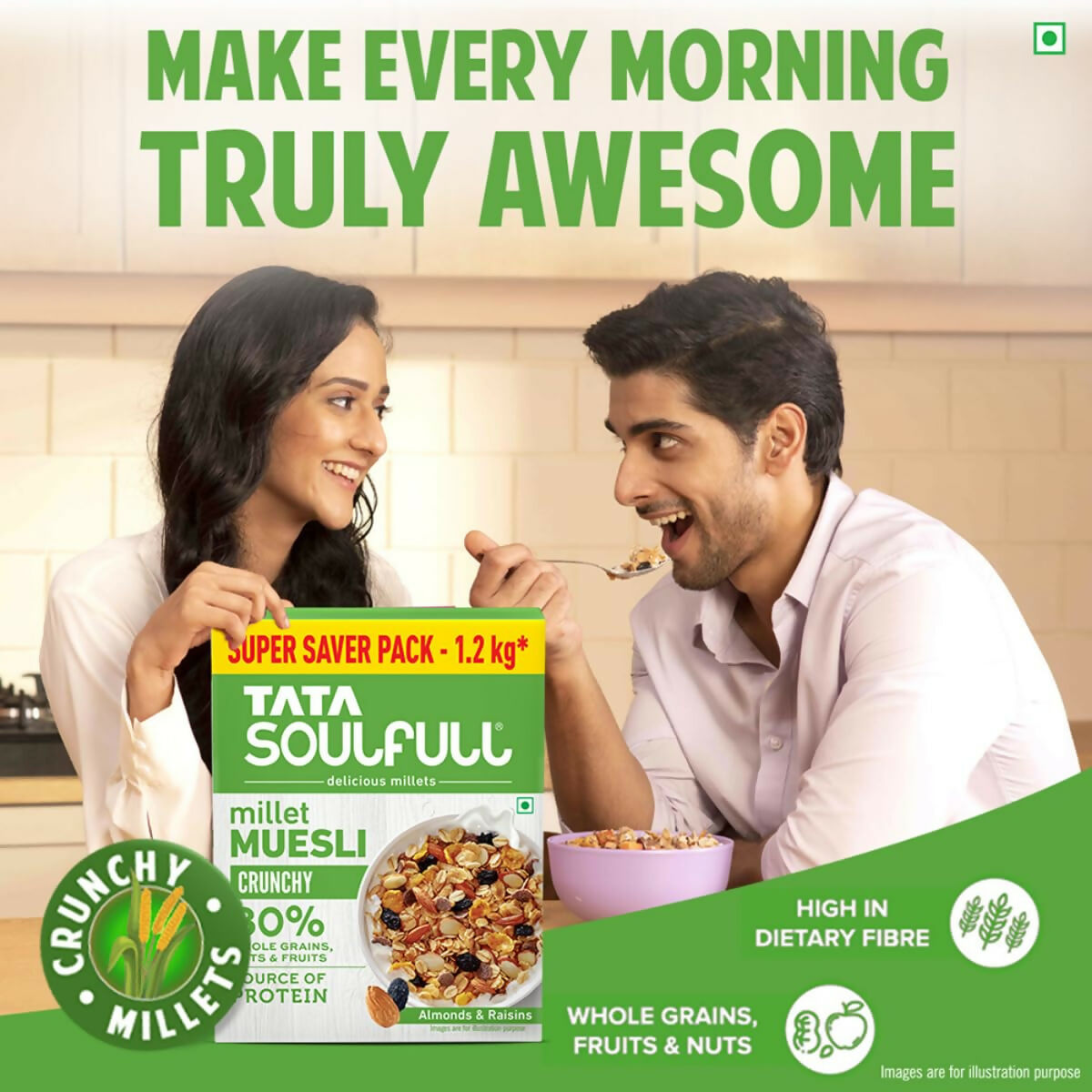 Tata Soulfull Millet Muesli Crunchy Breakfast Cereals - Grab2buy