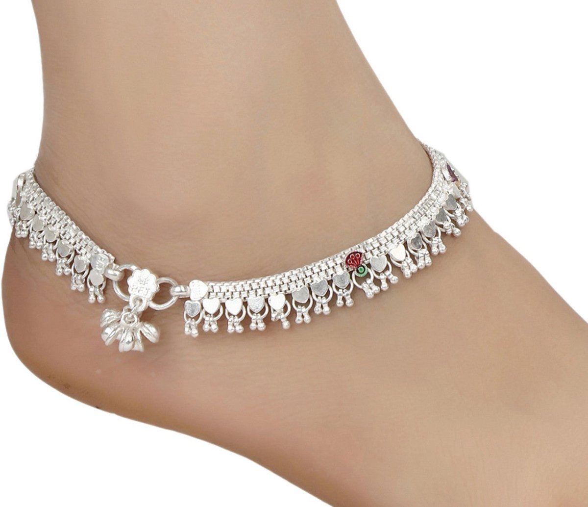 AanyaCentric Silver Plated White Metal Payal Indian Traditional Ethnic Fashion Imitation Jewellery Foot Chain  Grab2Buy AanyaCentric Grab2Buy