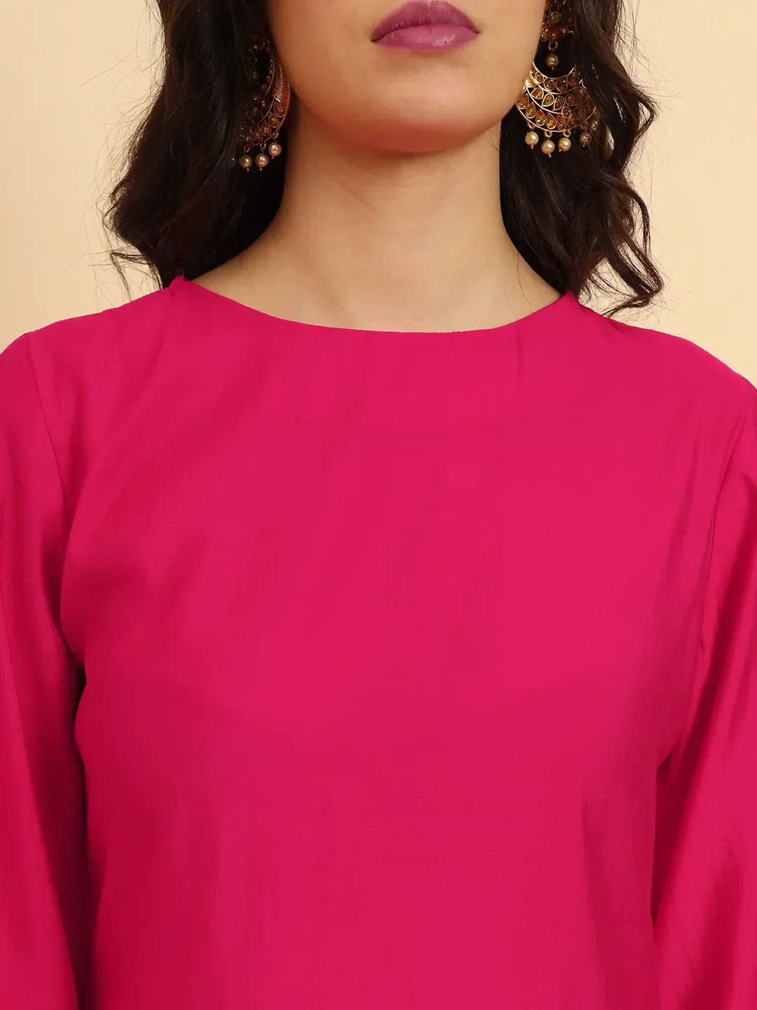 Yufta Pink Silk Flared Sleeves Kurta With Palazzo Banarasi Dupatta Set | Swadesiicart
