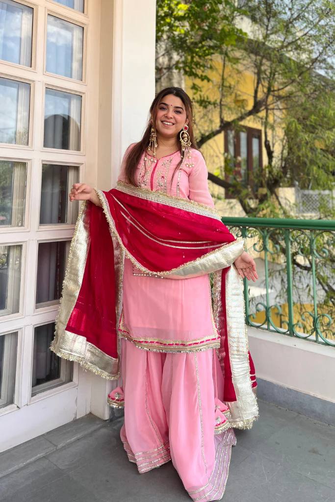 Yash Enterprise Pink Organza Silk Party Wear Embroidery Sharara Suit Set  Grab2Buy Yash Enterprise Grab2Buy