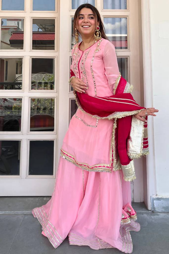 Yash Enterprise Pink Organza Silk Party Wear Embroidery Sharara Suit Set  Grab2Buy Yash Enterprise Grab2Buy