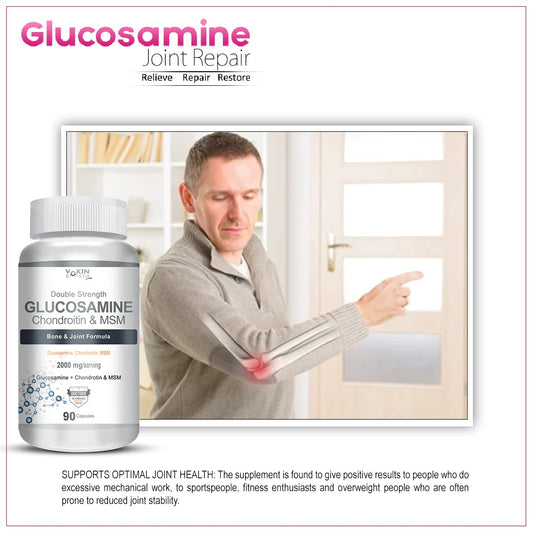 Vokin Biotech Glucosamine 1000mg, MSM 500mg & Chondroitin 500mg Support Joint Pain & Joint Strength (Glucosamine)  Grab2Buy Vokin Biotech Grab2Buy