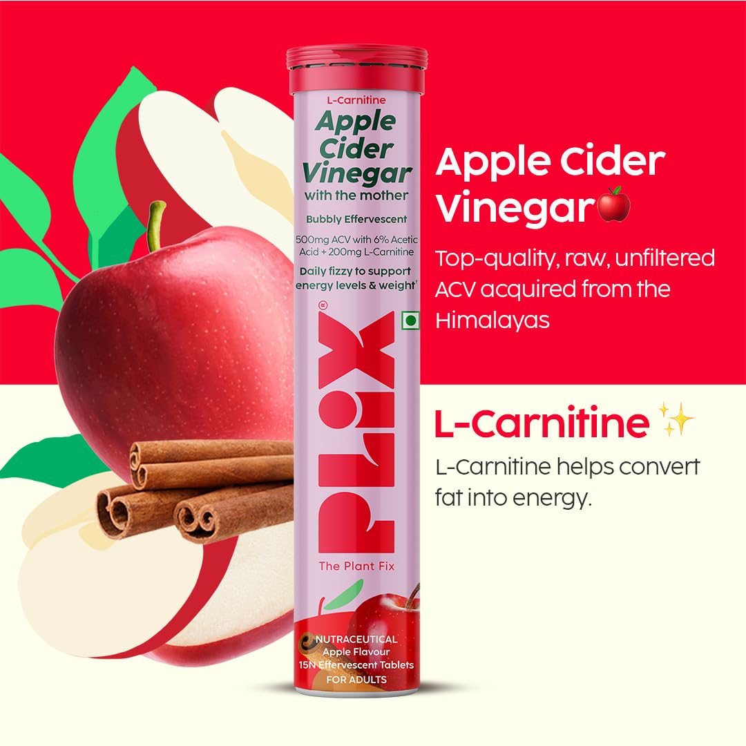 PLIX The Plant Fix L-Carnitine ACV Effervescent Tablets - Apple Burst 