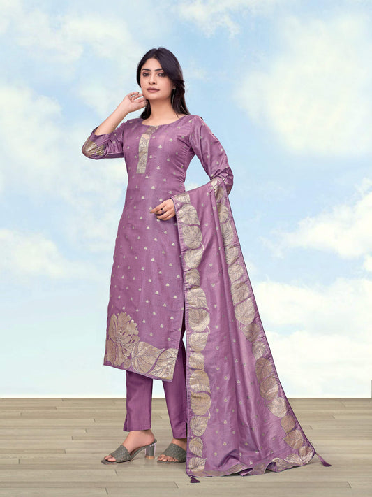 Monjolika Fashion Lavender Simar Dyeable Print Straight Kurti Set