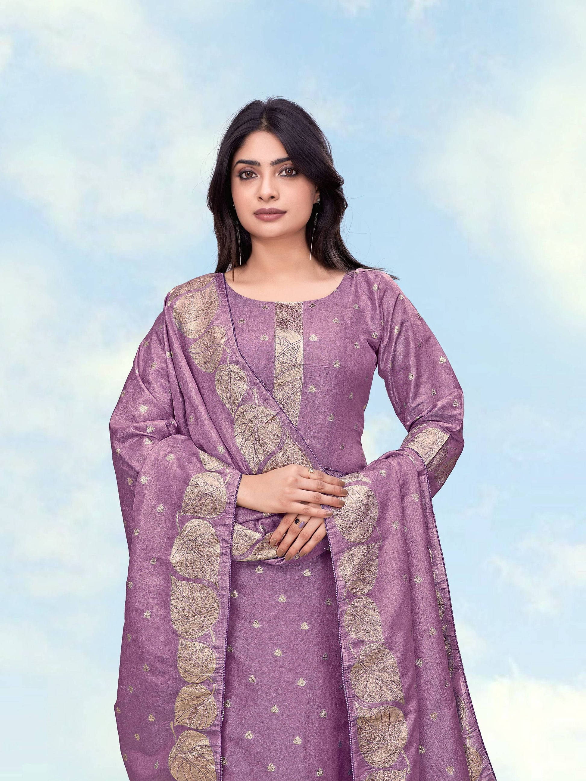 Monjolika Fashion Lavender Simar Dyeable Print Straight Kurti Set