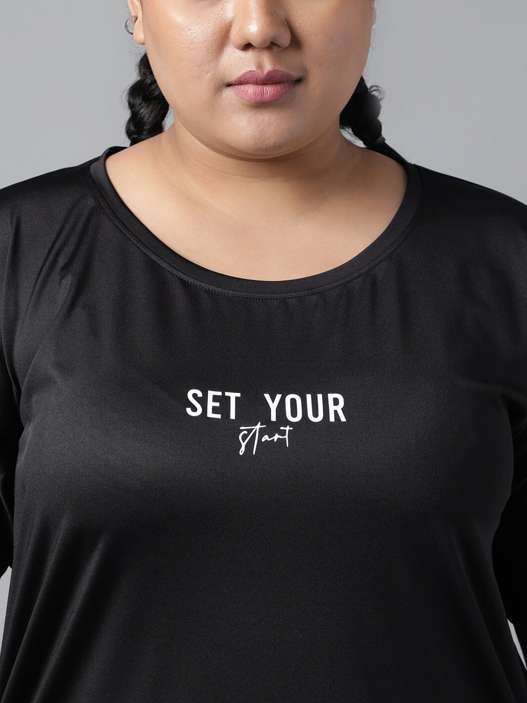 MKH Typography Printed Plus Size Drop Shoulder Sleeves Relaxed Fit Dri-FIT Sports T-shirt 