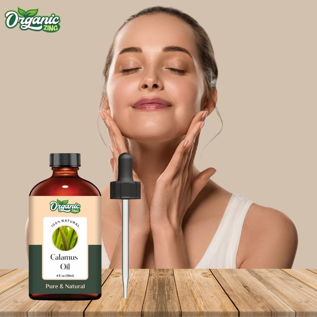 Organic Zing Calamus (Acorus Calamus) Oil | Pure & Natural Essential Oil for Skincare, Hair Care, Aroma & Diffusers