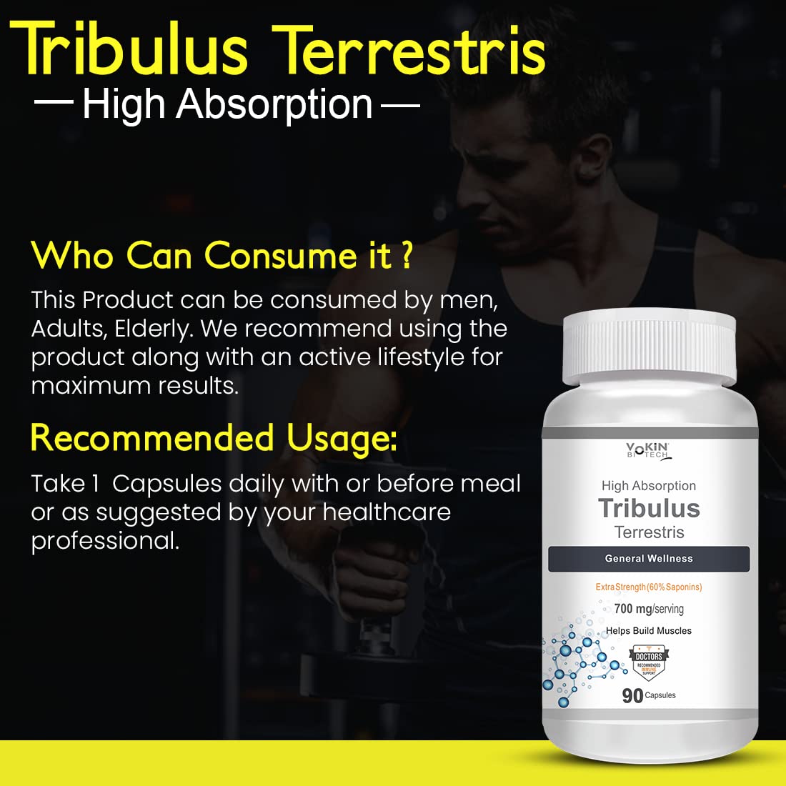 Vokin Biotech Tribulus Terrestris 700mg Energy, Performance & Stamina Veg Capsules  Grab2Buy Vokin Biotech Grab2Buy
