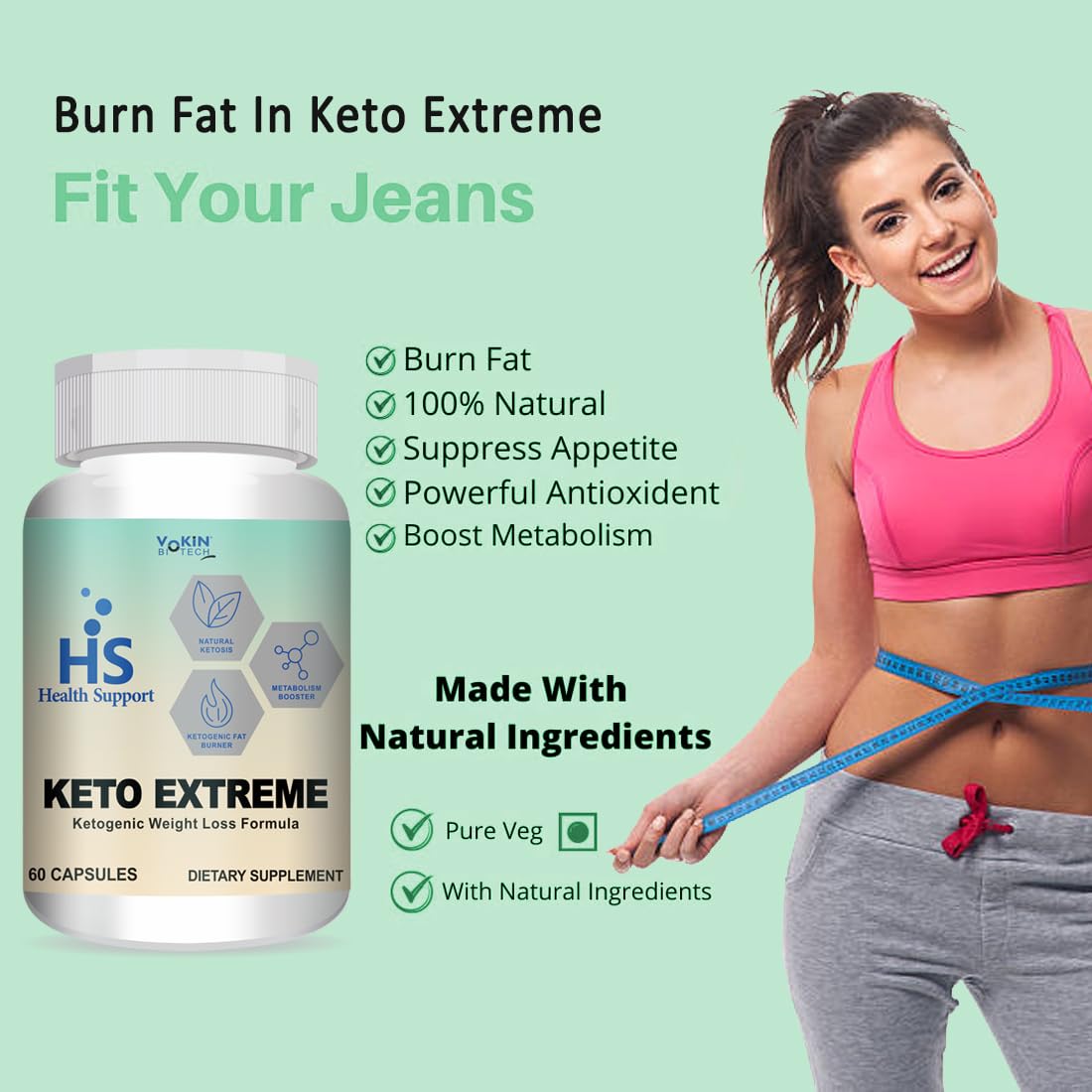 Vokin Biotech Keto Extreme Ketogenic Weight Loss Formula with Garcinia Cambogia Extract Fat Burner | Metabolism Booster  Grab2Buy Vokin Biotech Grab2Buy
