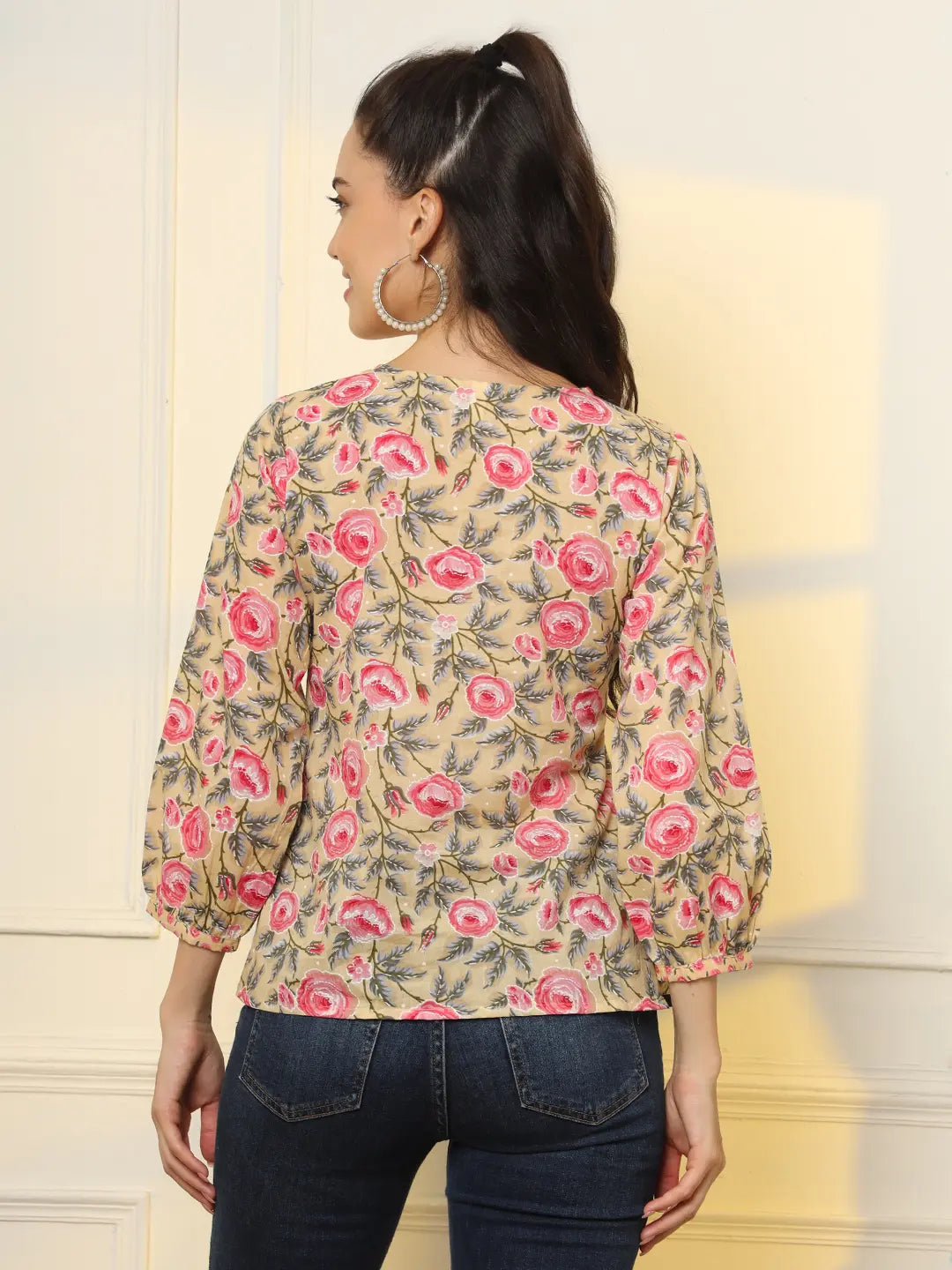Yufta Cotton Yellow Floral Tie Up Top  Grab2Buy Yufta Grab2Buy