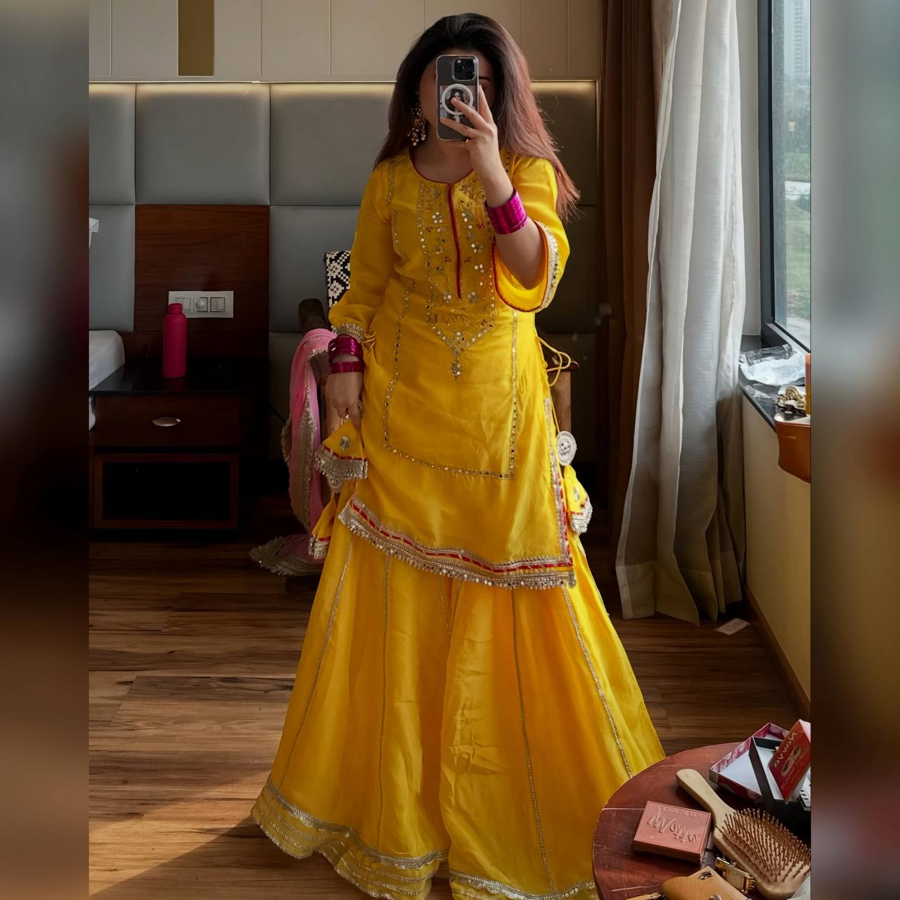 Yash Enterprise Yellow Chinon Silk Party Wear Sharara Suit Set  Grab2Buy Yash Enterprise Grab2Buy