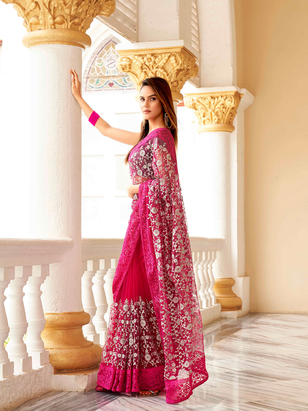 Tikhi Imli Embellished Beads and Stones Net Heavy Work Grab2Buy 